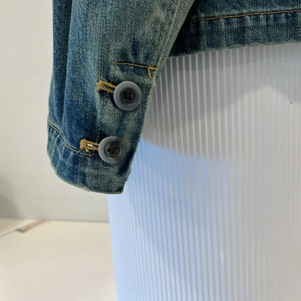 Gap long sleeve 100% cotton denim blazer single button from pocket fitted SZ L - Picture 4 of 16